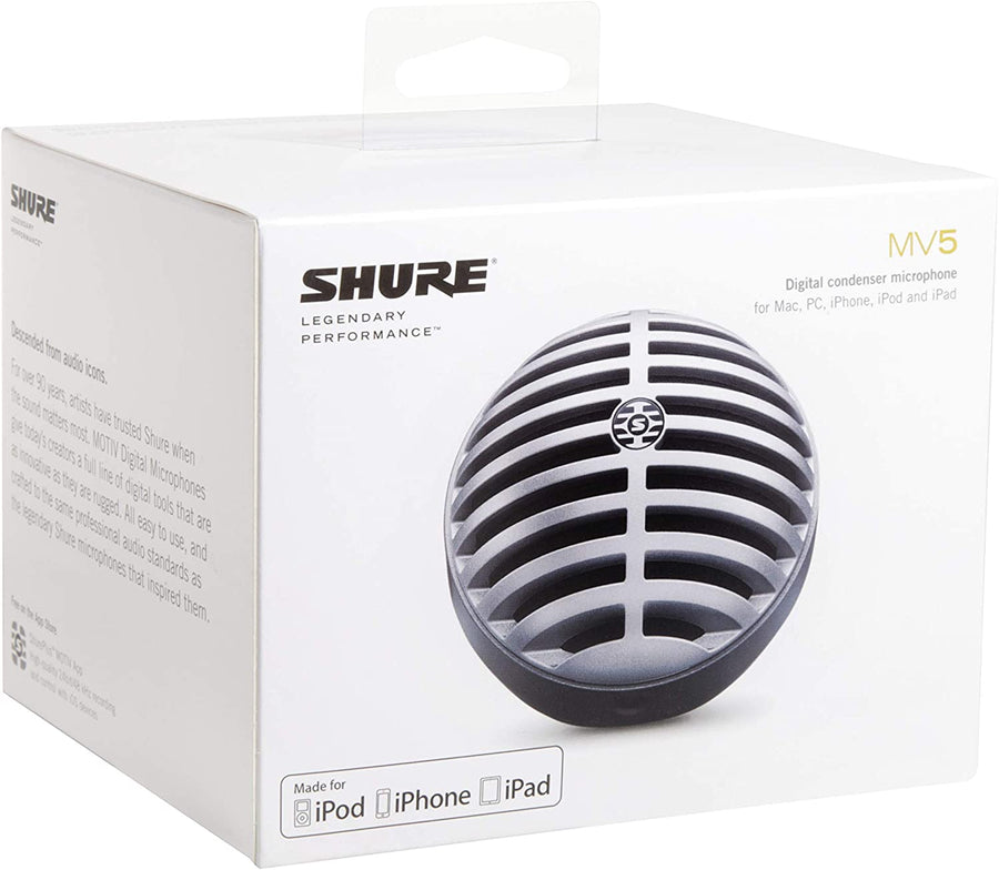 Shure MV5 Digital Condenser Microphone + USB & Lightning Cable